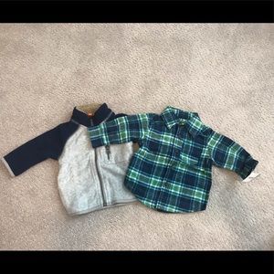 Carter’s Flannel and Fleece zip up jacket size 3 months